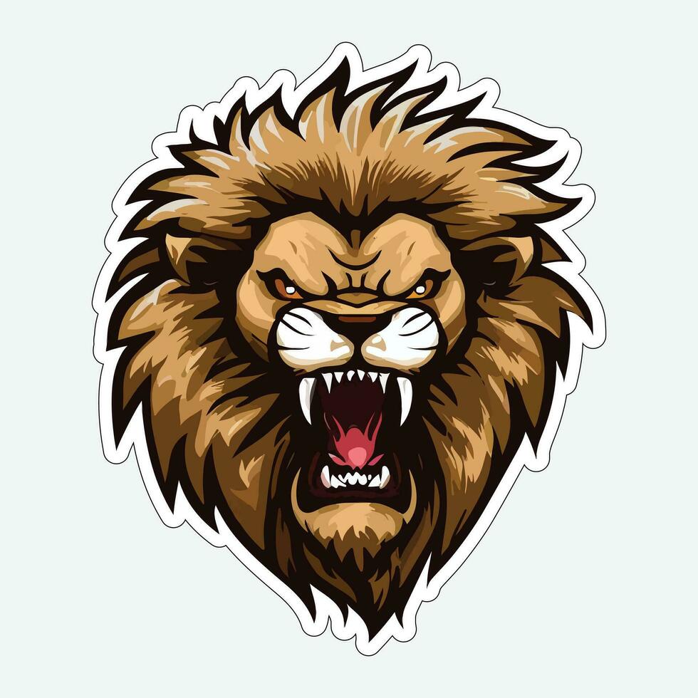 Lion face and head vector art sticker and logo template