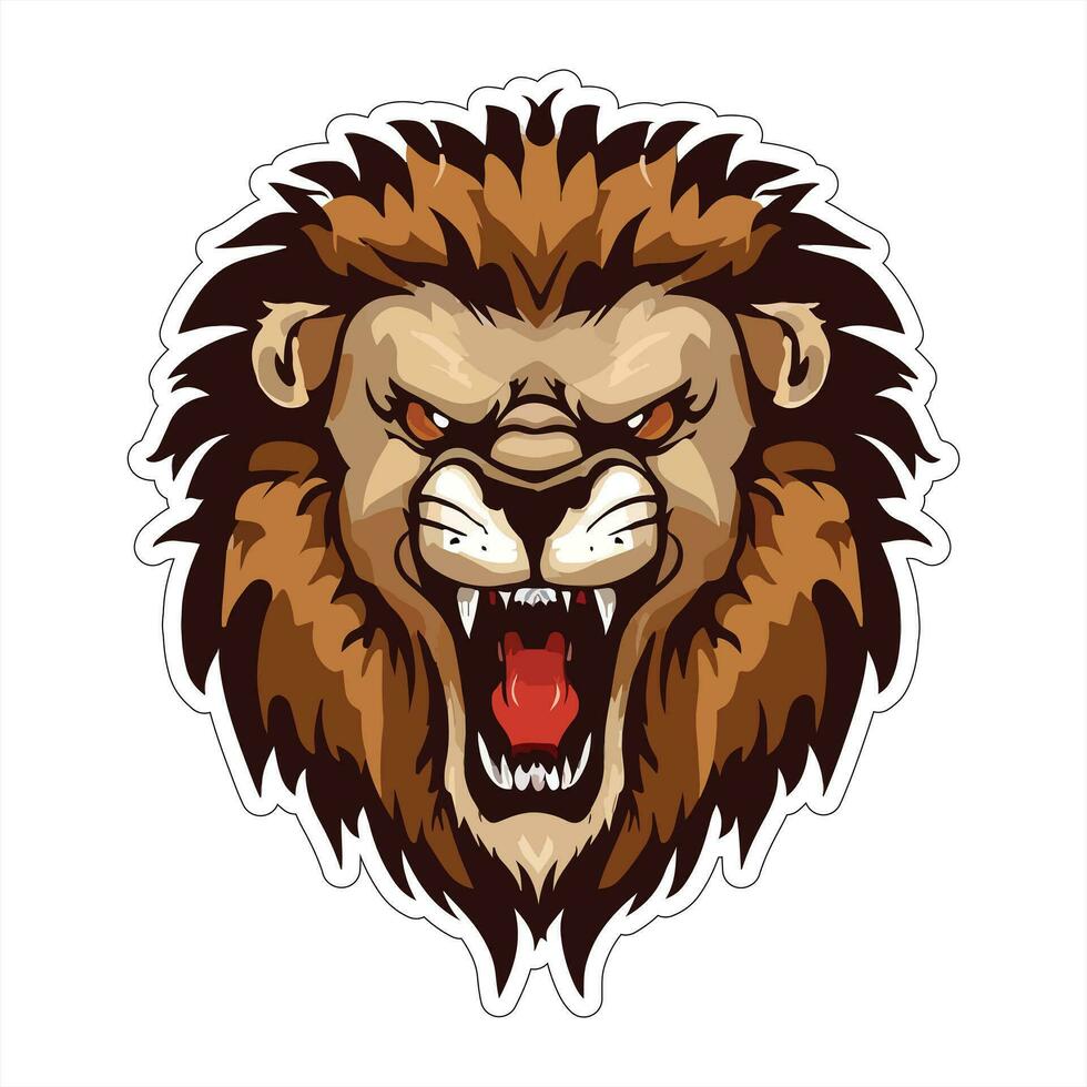 Lion face and head vector art sticker and logo template