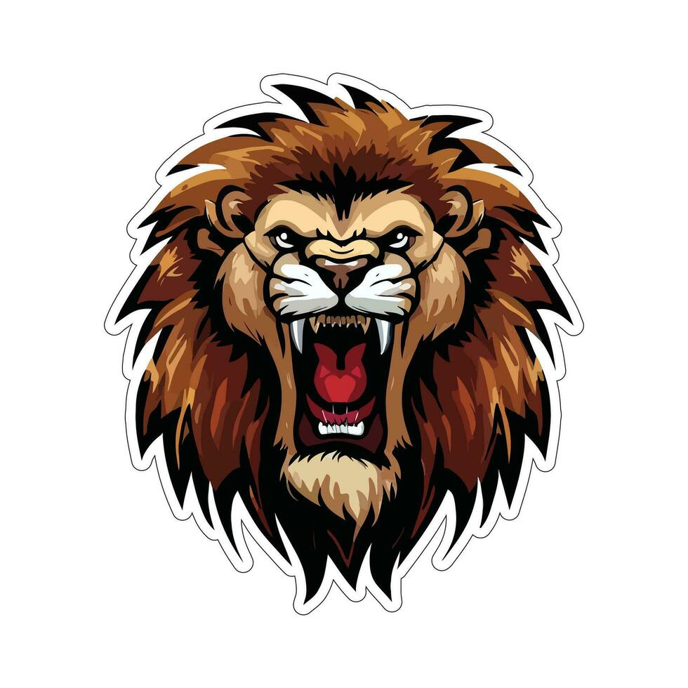 Lion face and head vector art sticker and logo template
