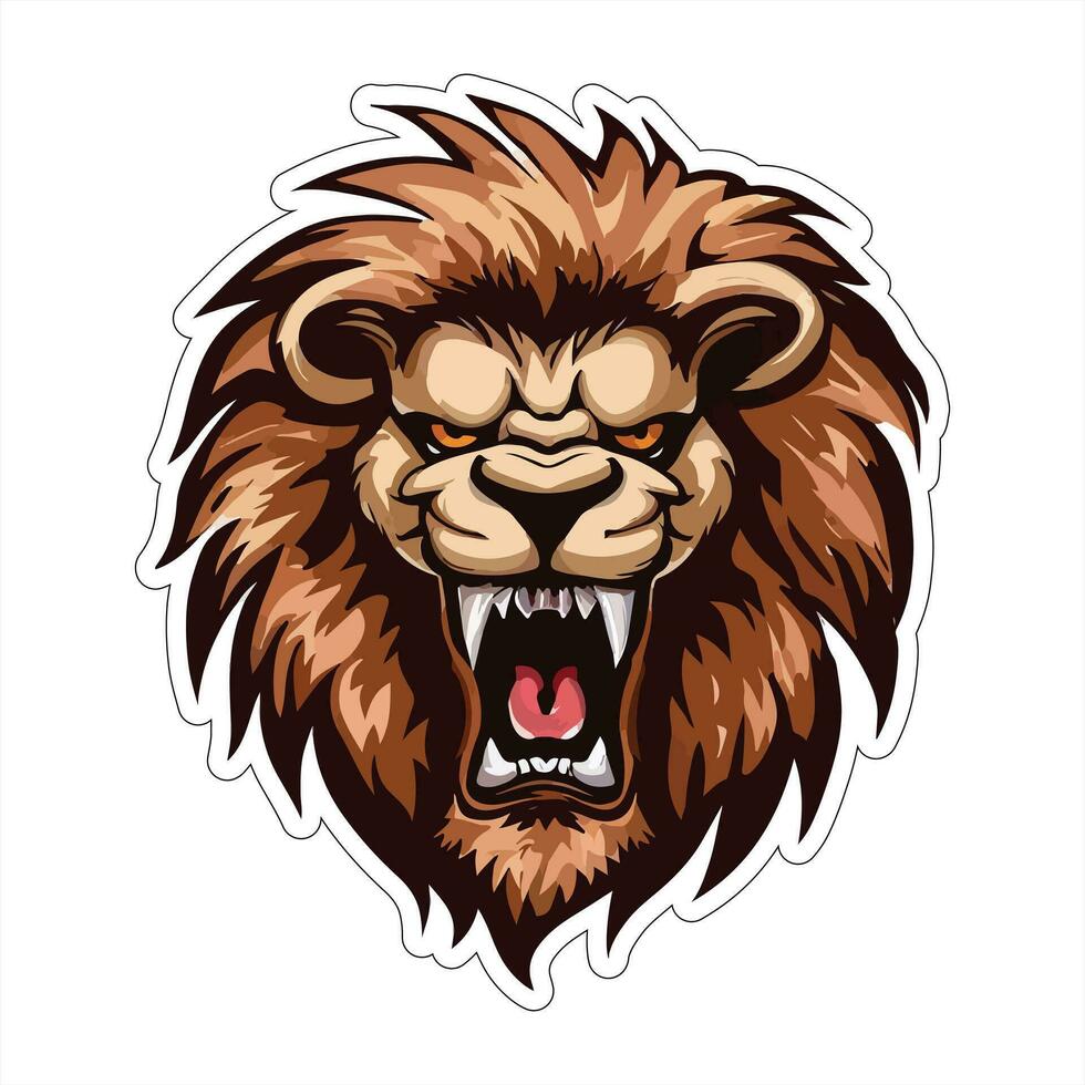 Lion face and head vector art sticker and logo template