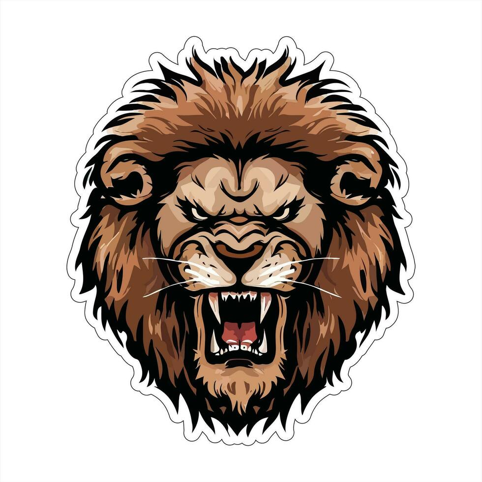 Lion face and head vector art sticker and logo template