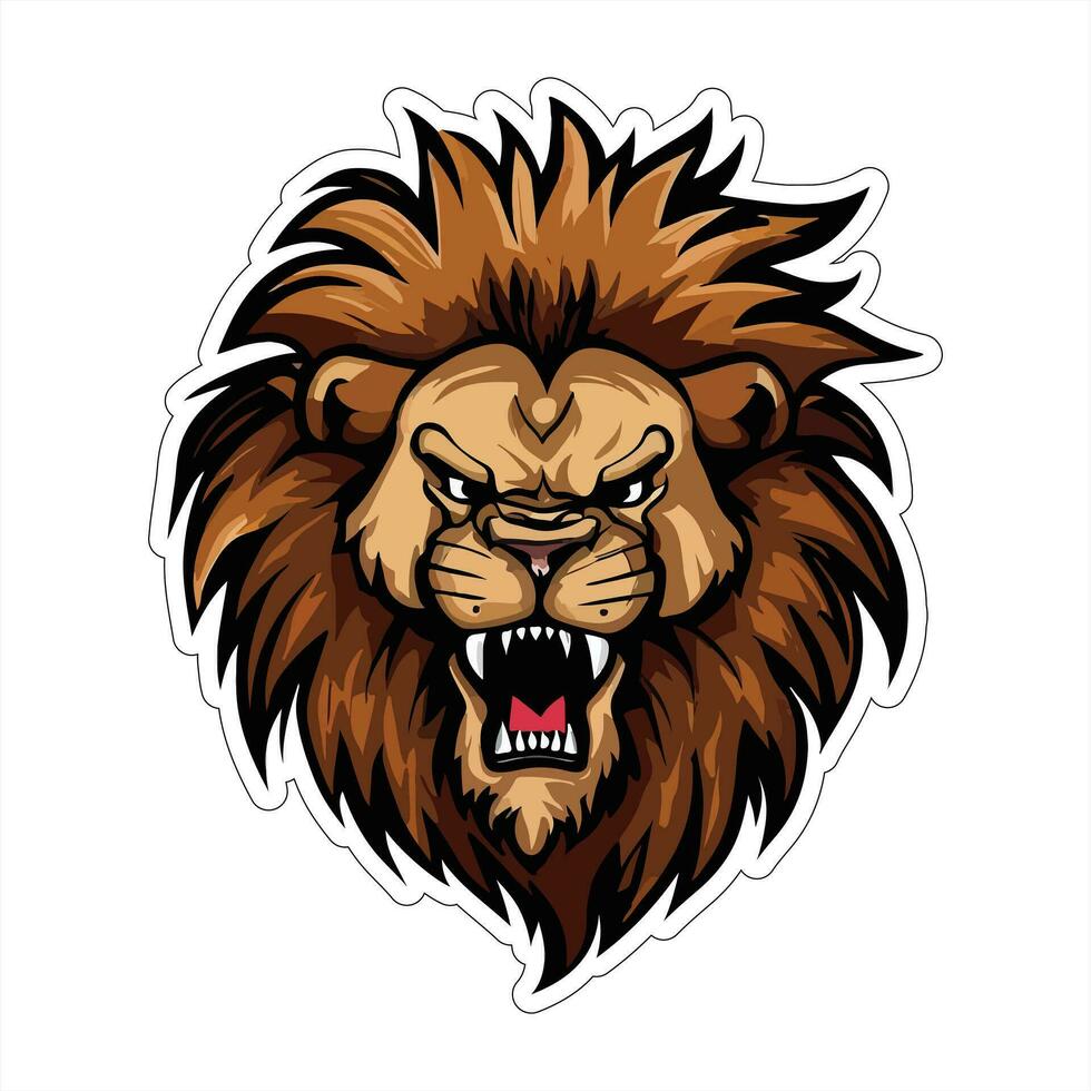 Lion face and head vector art sticker and logo template