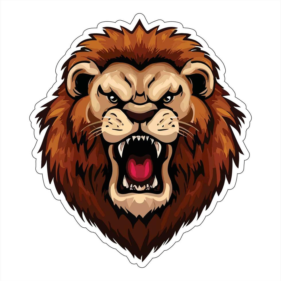 Lion face and head vector art sticker and logo template