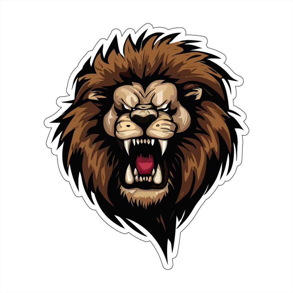 Lion face and head vector art sticker and logo template