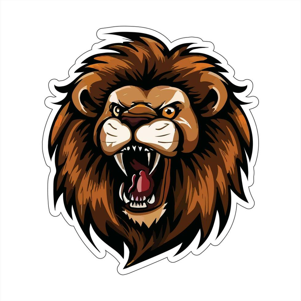 Lion face and head vector art sticker and logo template