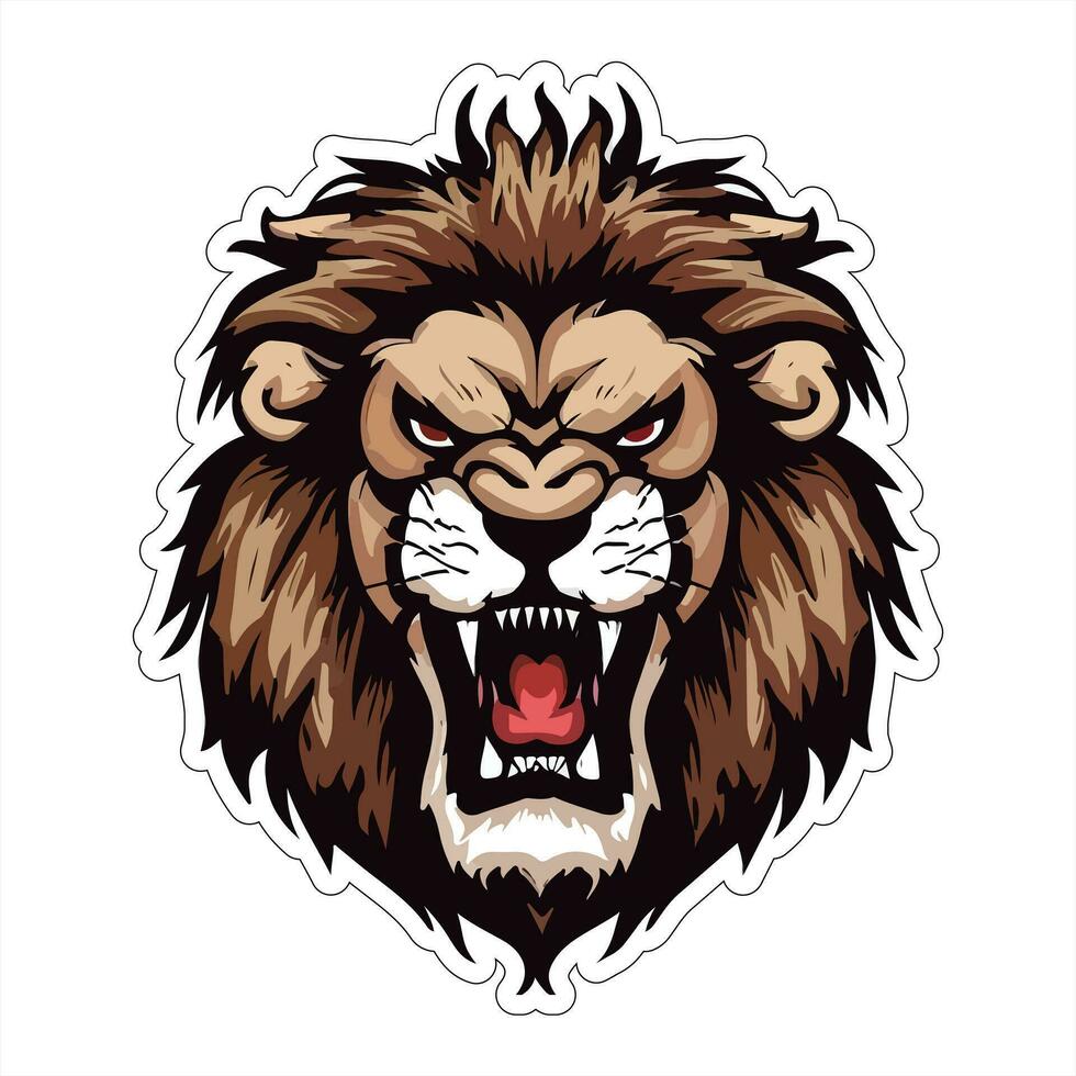 Lion face and head vector art sticker and logo template