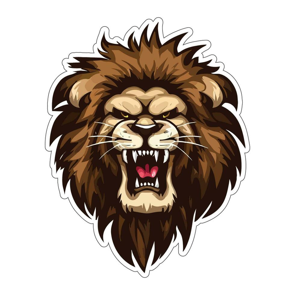 Lion face and head vector art sticker and logo template