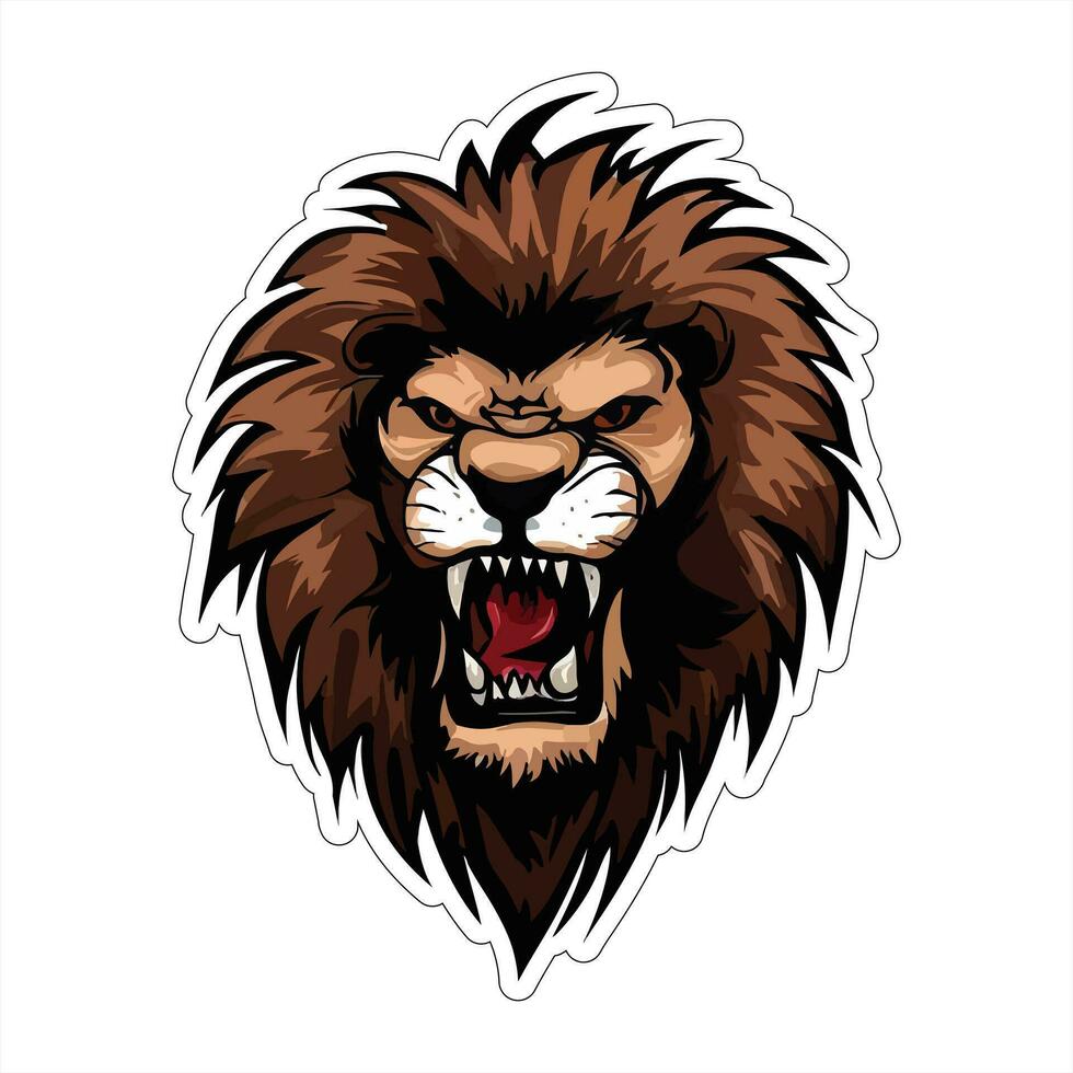 Lion face and head vector art sticker and logo template