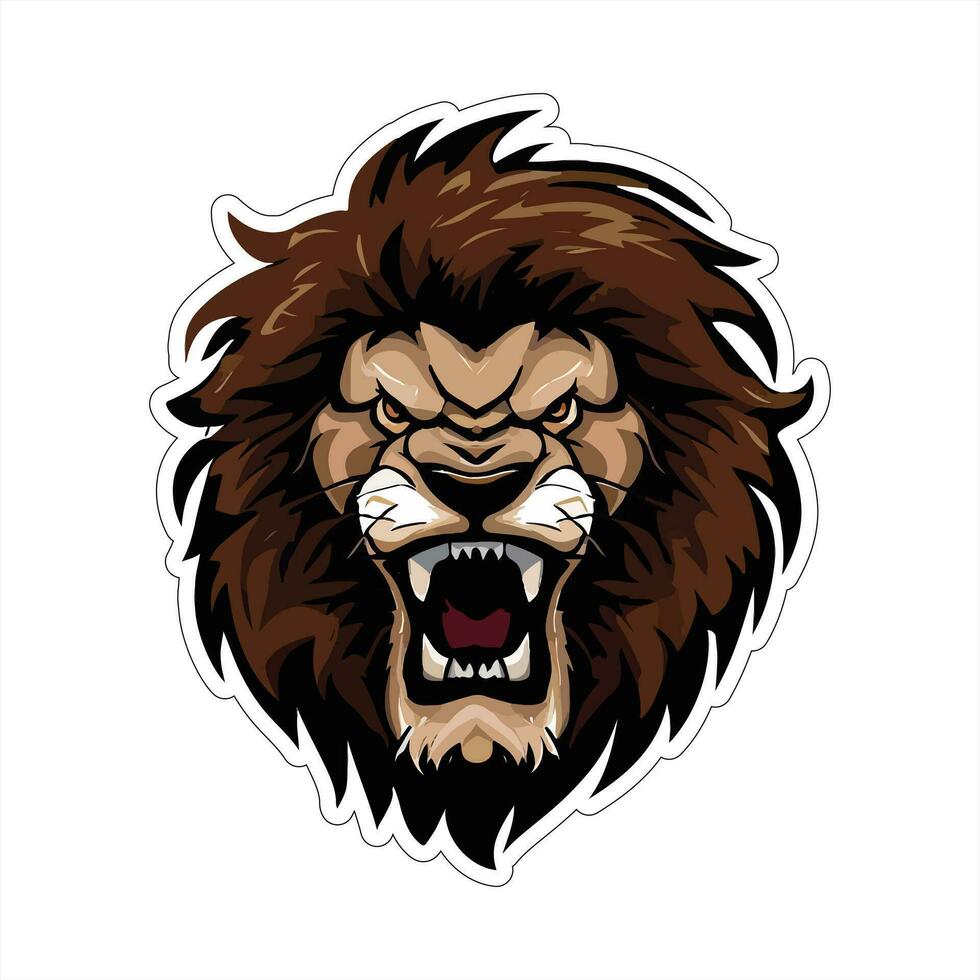 Lion face and head vector art sticker and logo template