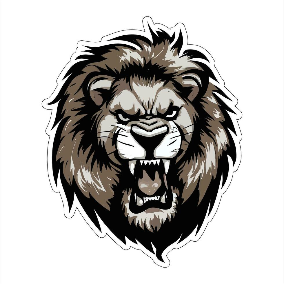 Lion face and head vector art sticker and logo template