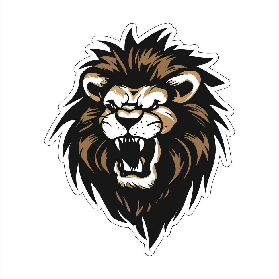 Lion face and head vector art sticker and logo template