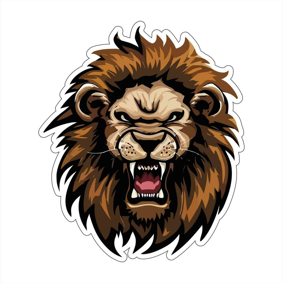 Lion face and head vector art sticker and logo template