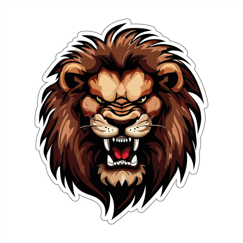 Lion face and head vector art sticker and logo template