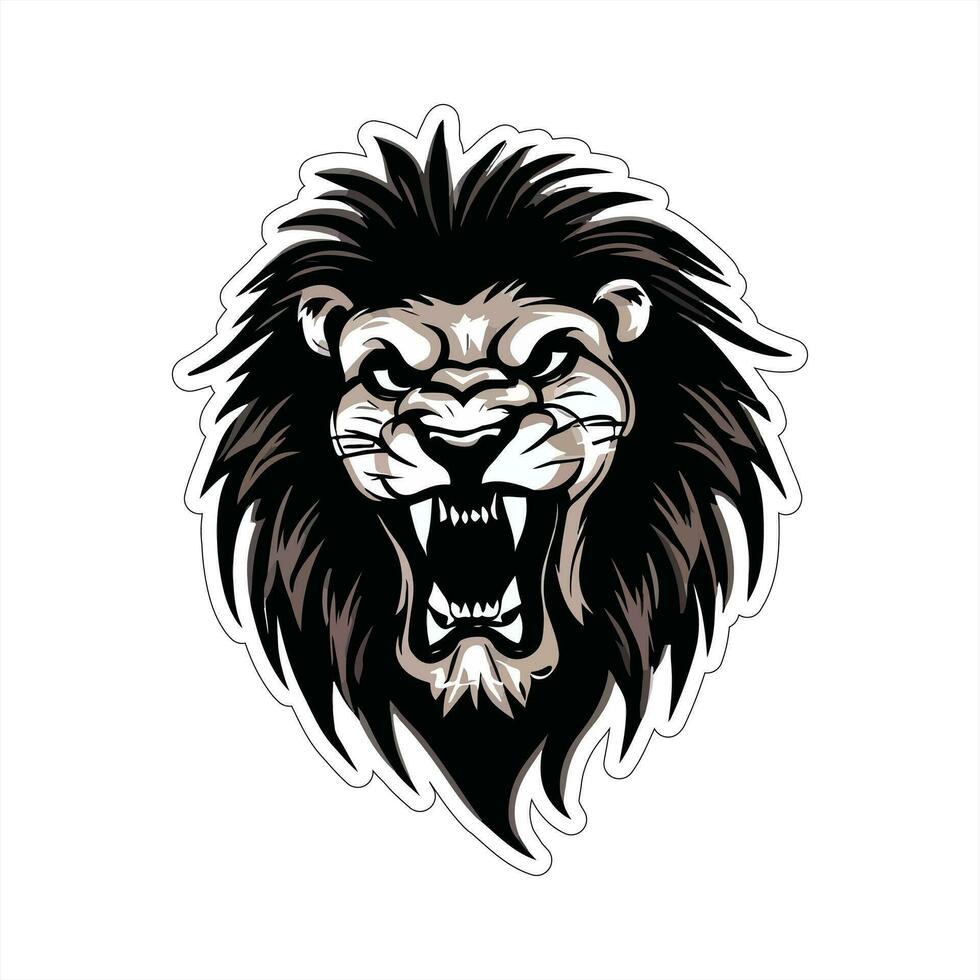 Lion face and head vector art sticker and logo template