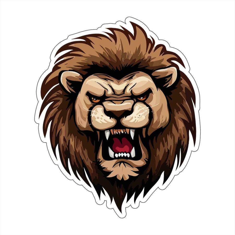 Lion face and head vector art sticker and logo template