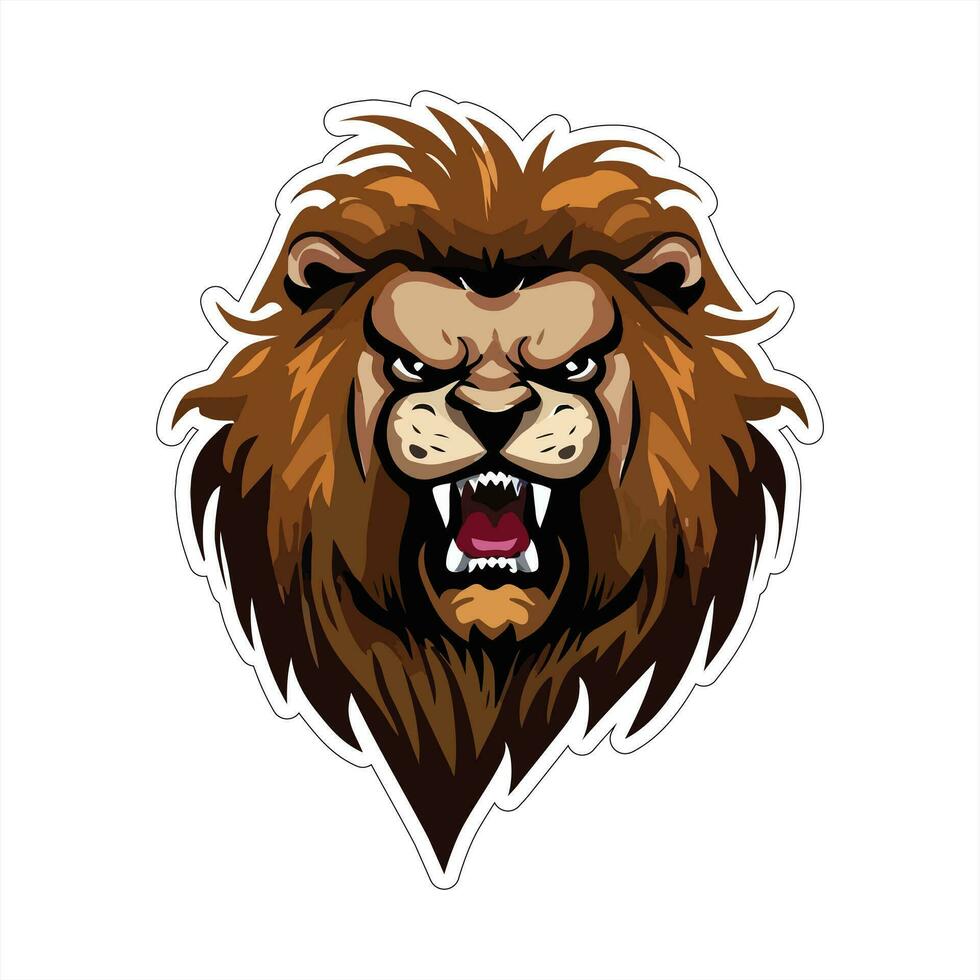 Lion face and head vector art sticker and logo template