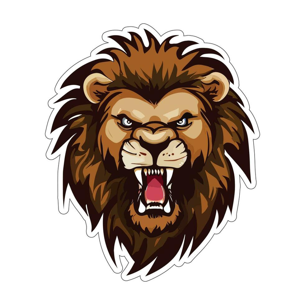 Lion face and head vector art sticker and logo template