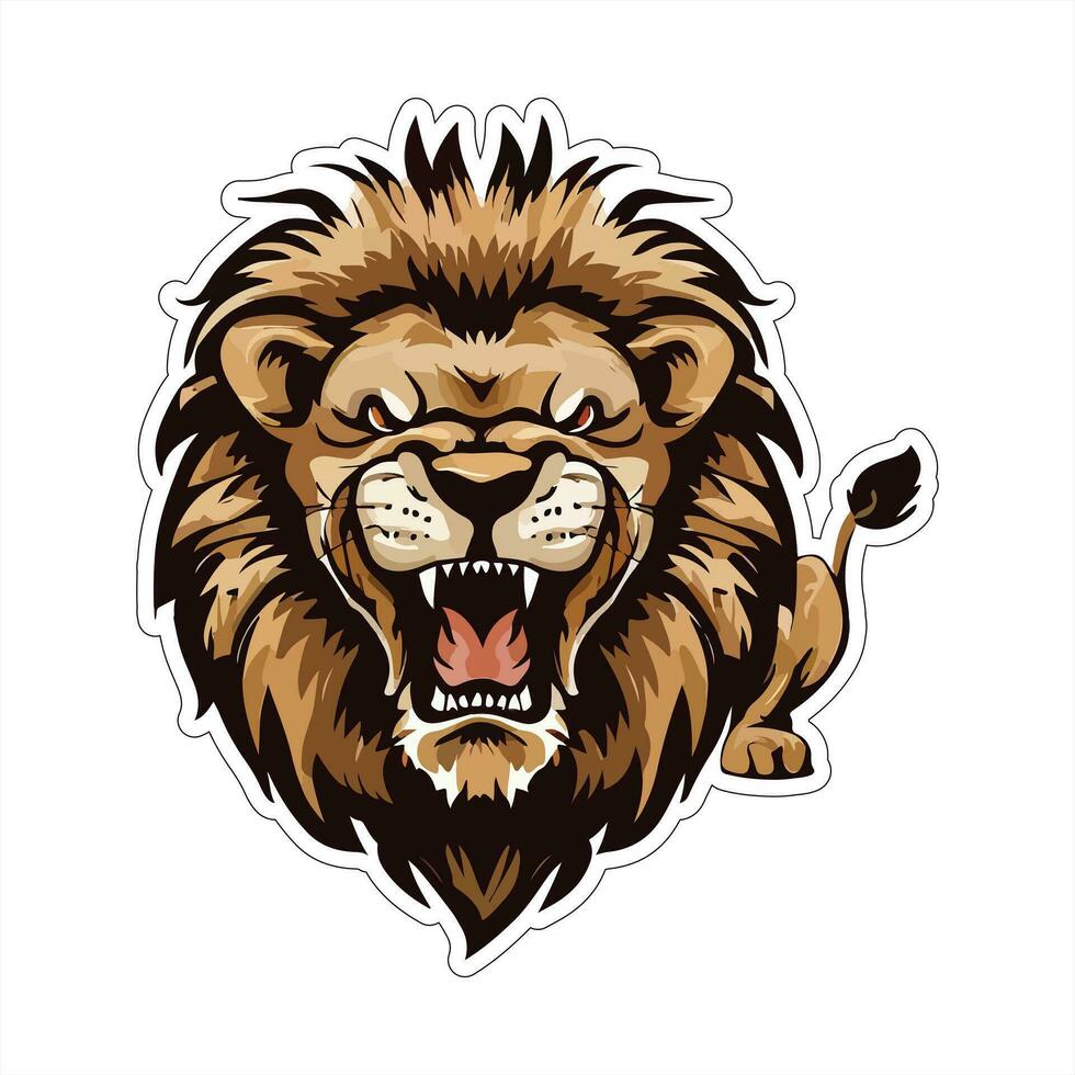 Lion face and head vector art sticker and logo template