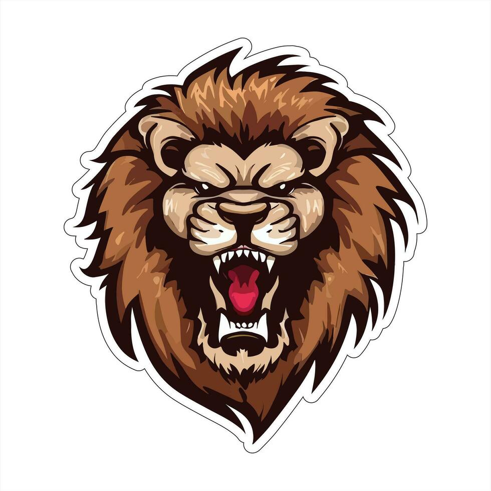 Lion face and head vector art sticker and logo template