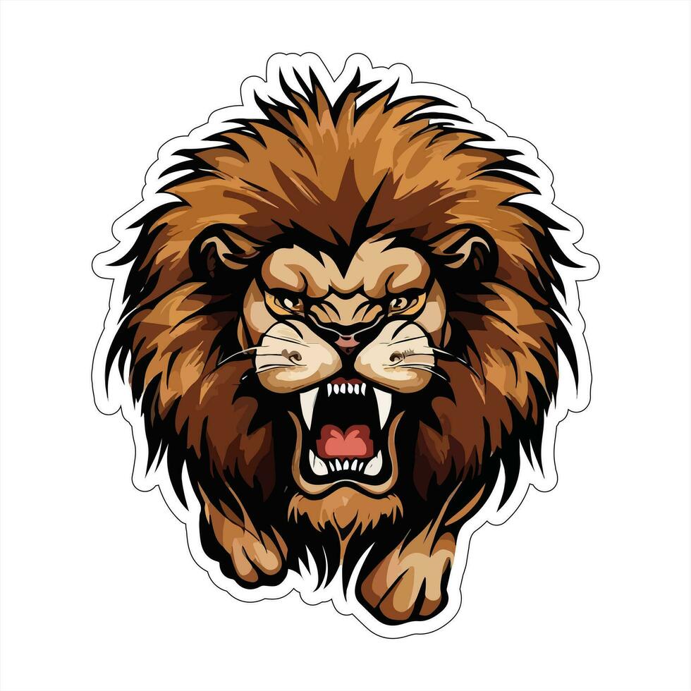 Lion face and head vector art sticker and logo template