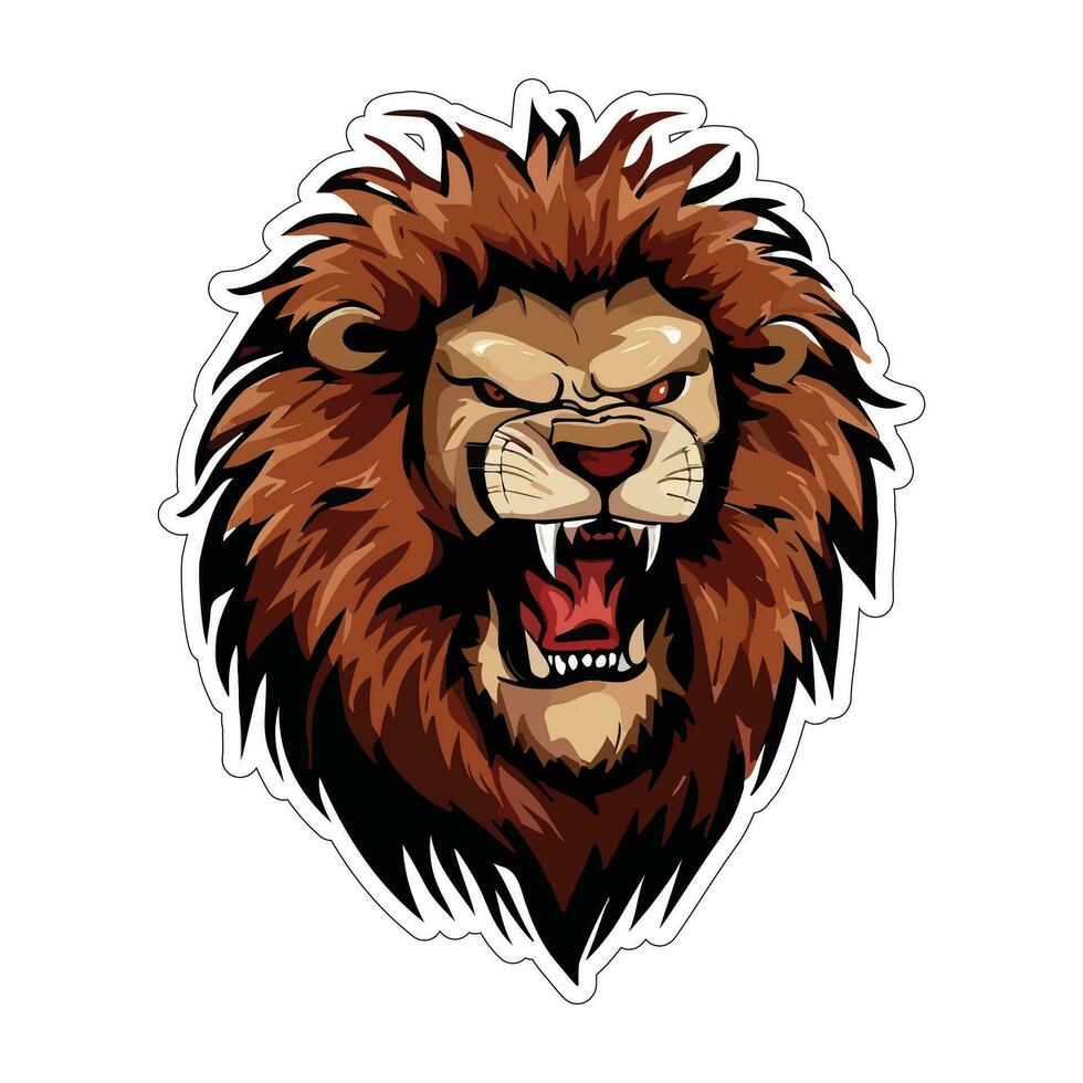 Lion face and head vector art sticker and logo template