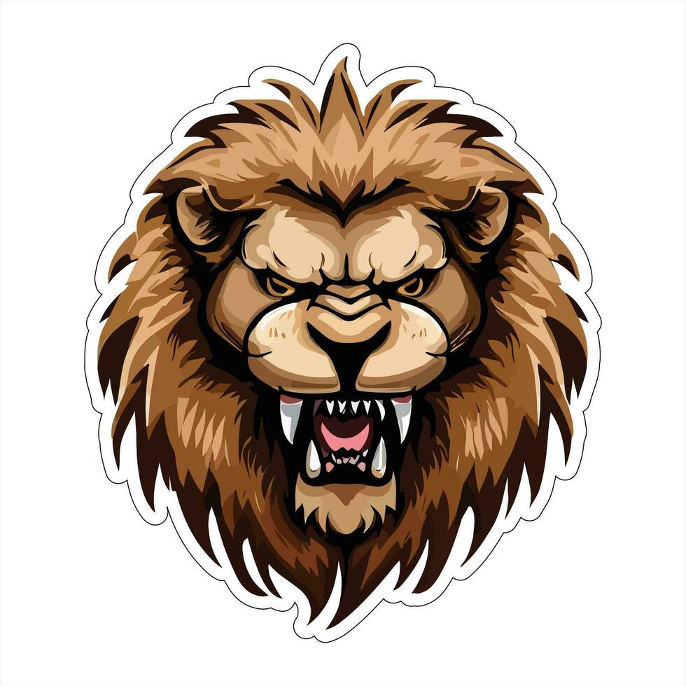 Lion face and head vector art sticker and logo template