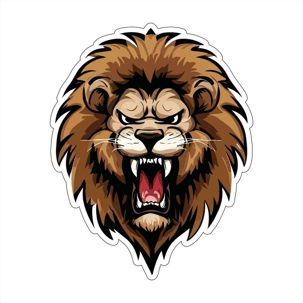 Lion face and head vector art sticker and logo template