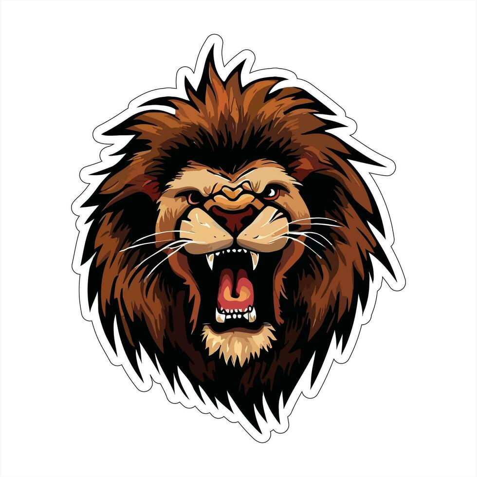 Lion face and head vector art sticker and logo template