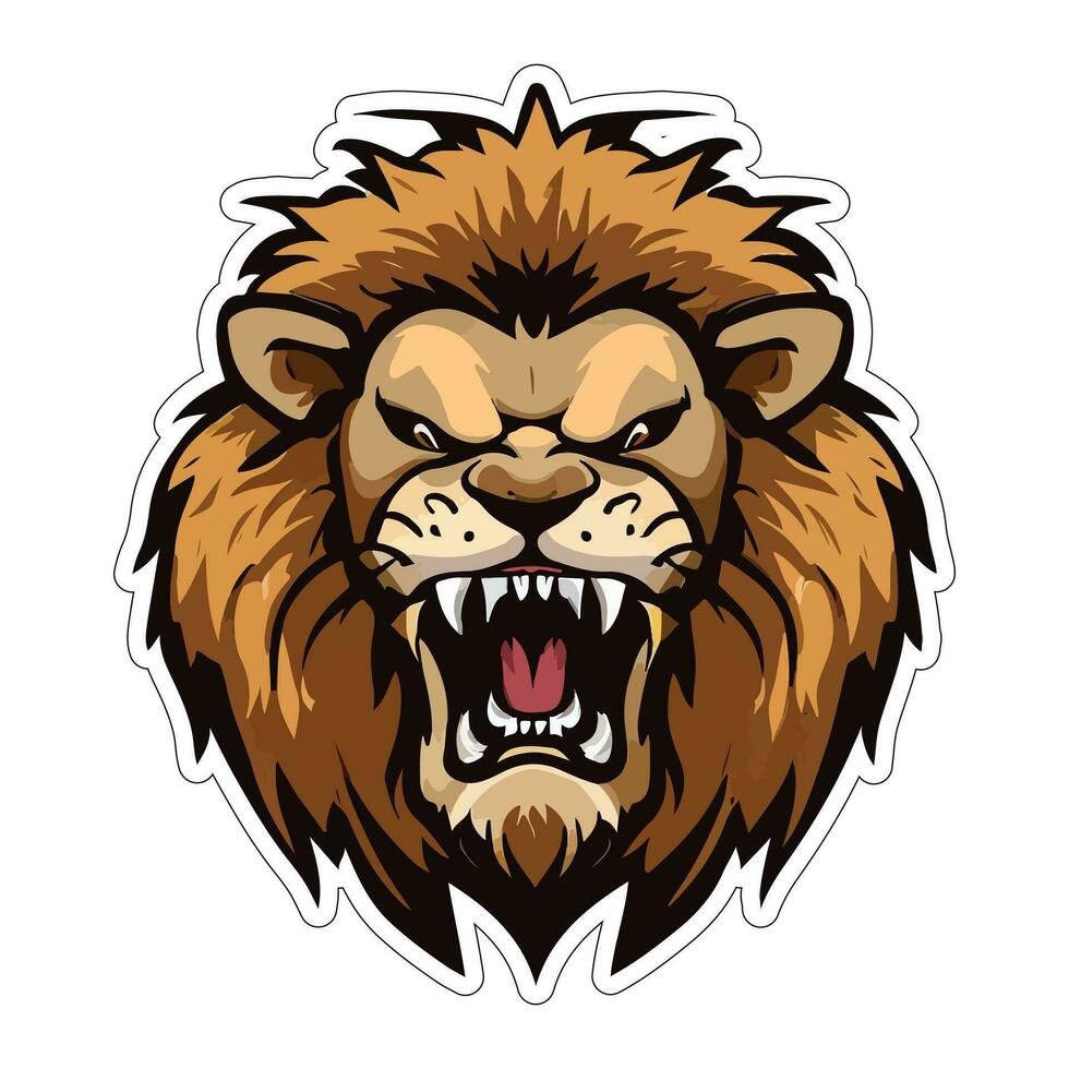 Lion face and head vector art sticker and logo template