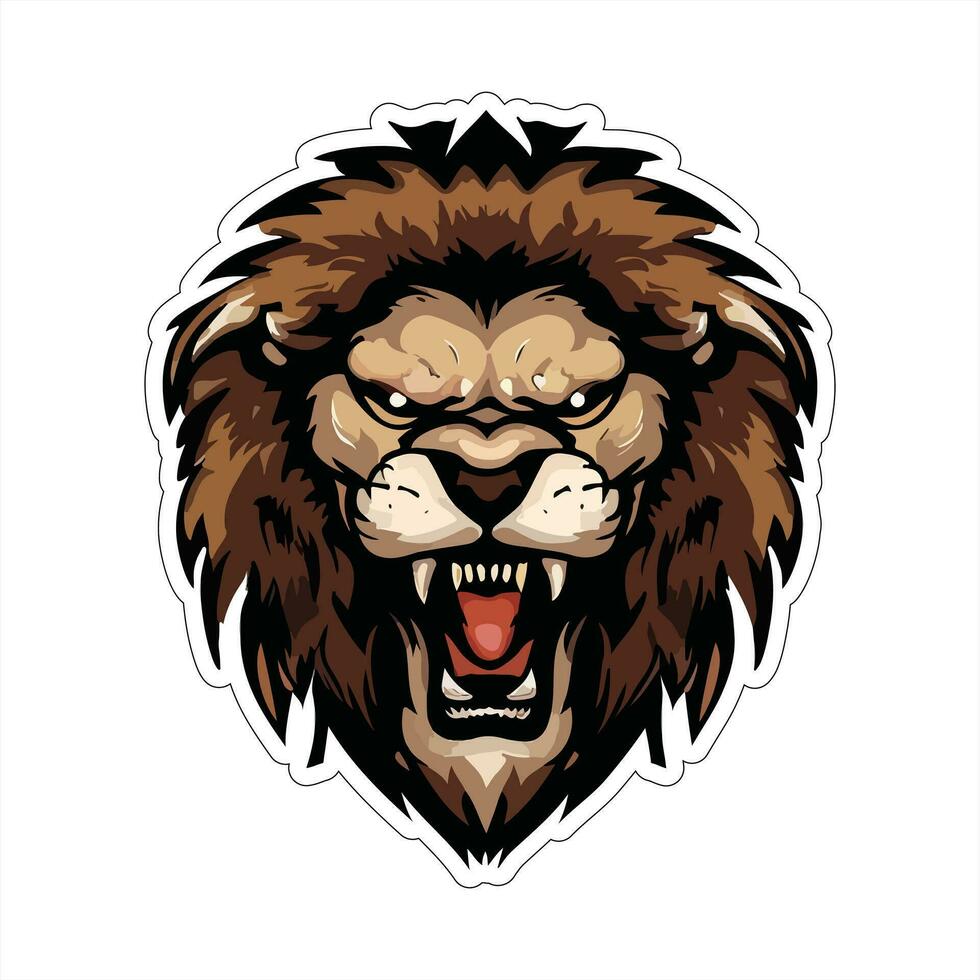 Lion face and head vector art sticker and logo template