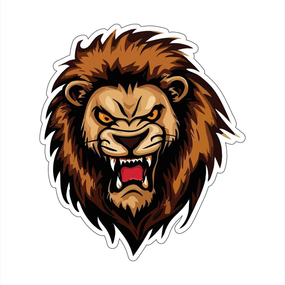 Lion face and head vector art sticker and logo template