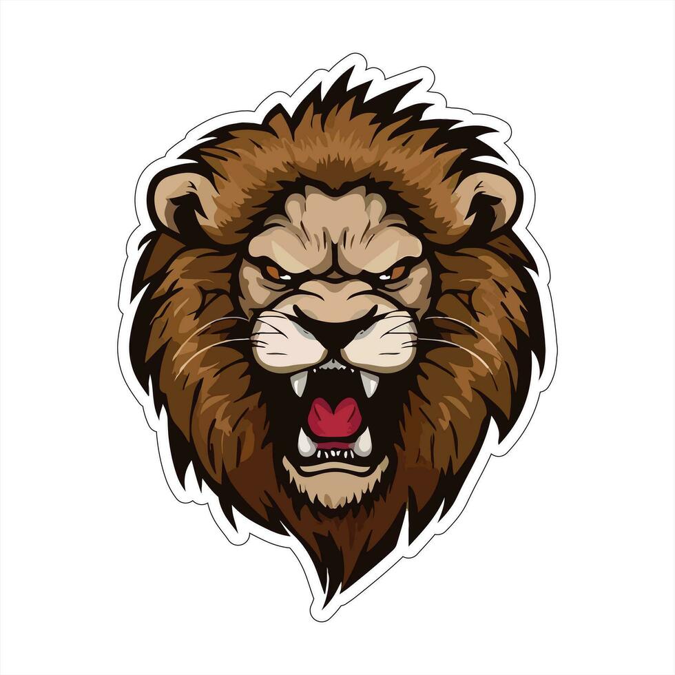 Lion face and head vector art sticker and logo template