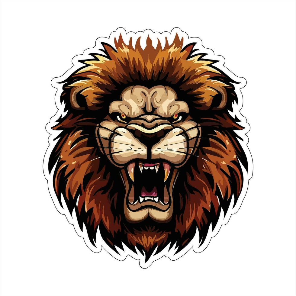 Lion face and head vector art sticker and logo template