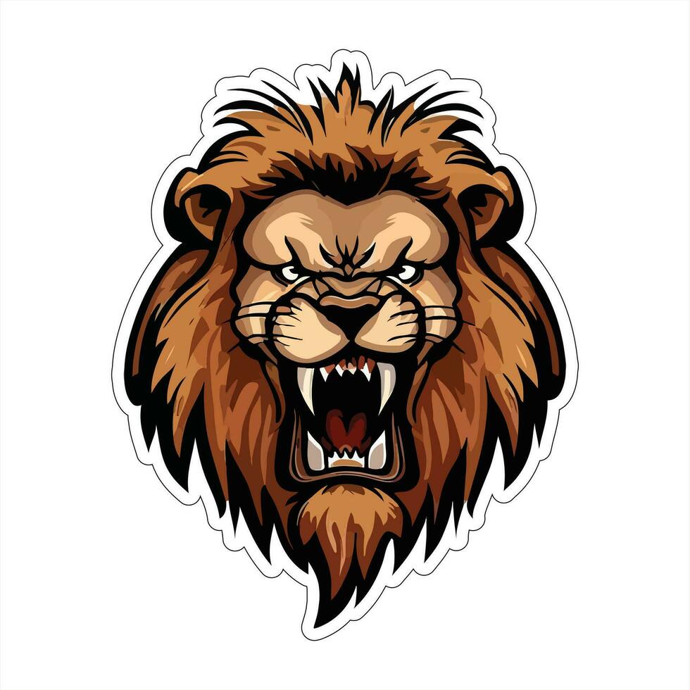 Lion face and head vector art sticker and logo template