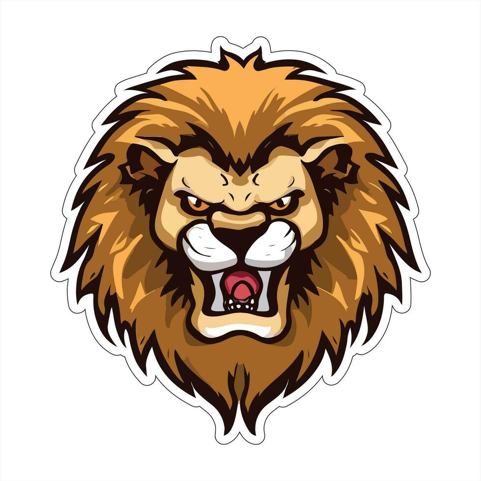 Lion face and head vector art sticker and logo template