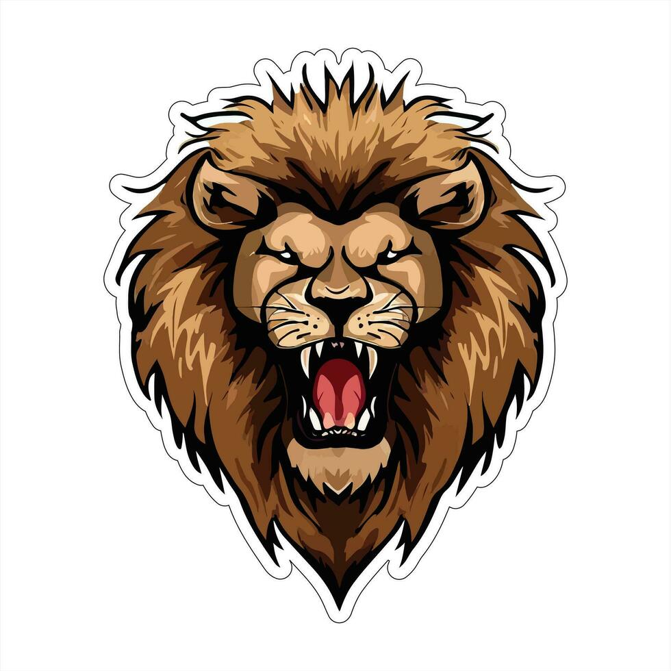 Lion face and head vector art sticker and logo template