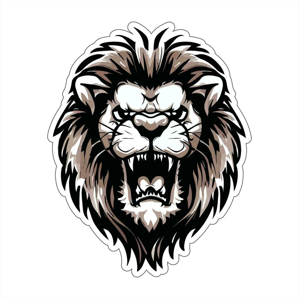 Lion face and head vector art sticker and logo template