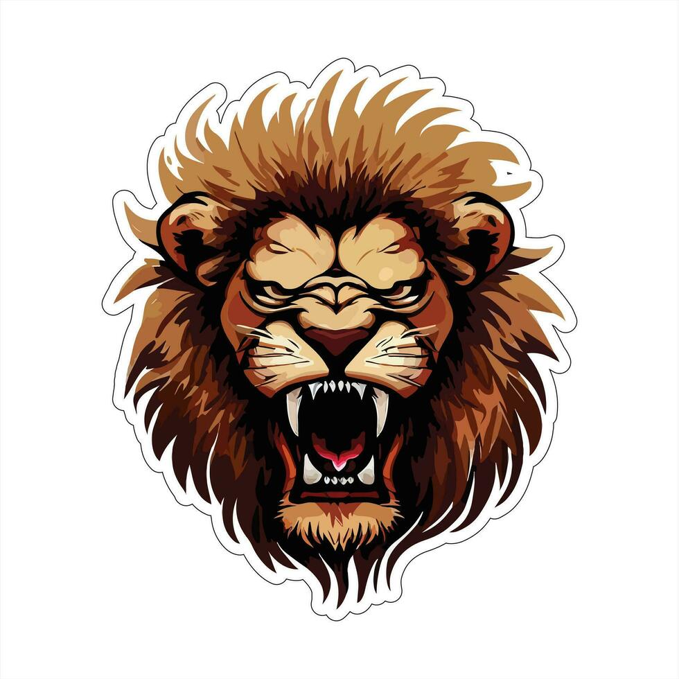 Lion face and head vector art sticker and logo template