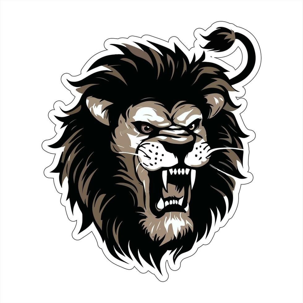 Lion face and head vector art sticker and logo template