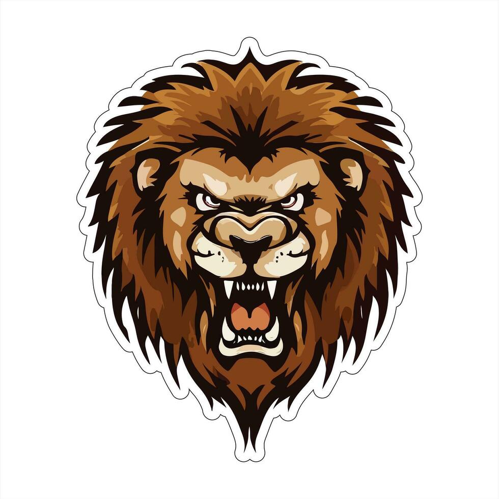 Lion face and head vector art sticker and logo template