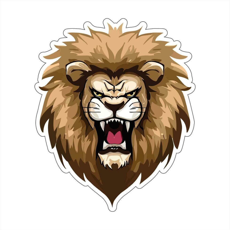 Lion face and head vector art sticker and logo template