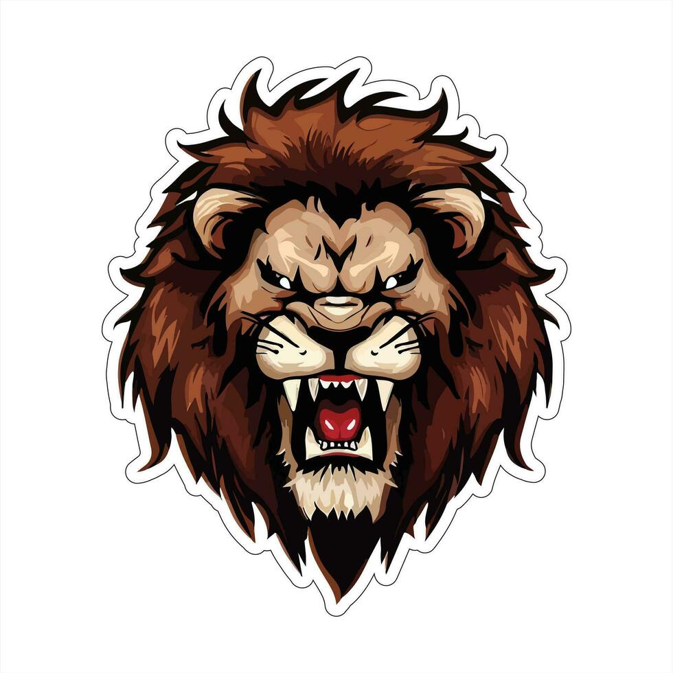 Lion face and head vector art sticker and logo template