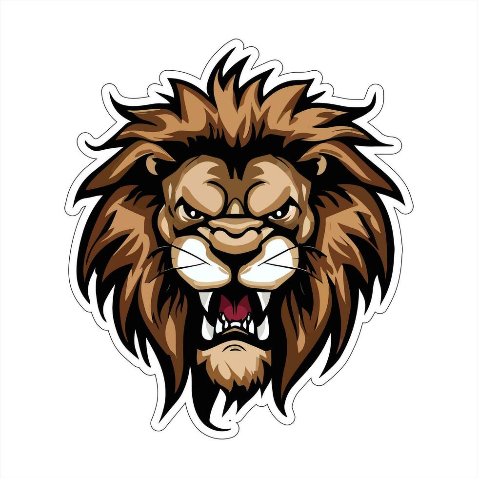 Lion face and head vector art sticker and logo template