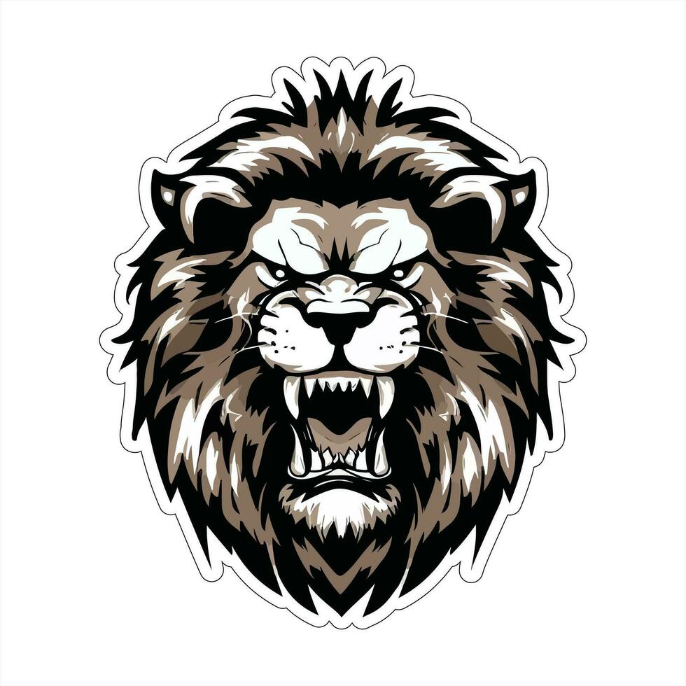 Lion face and head vector art sticker and logo template