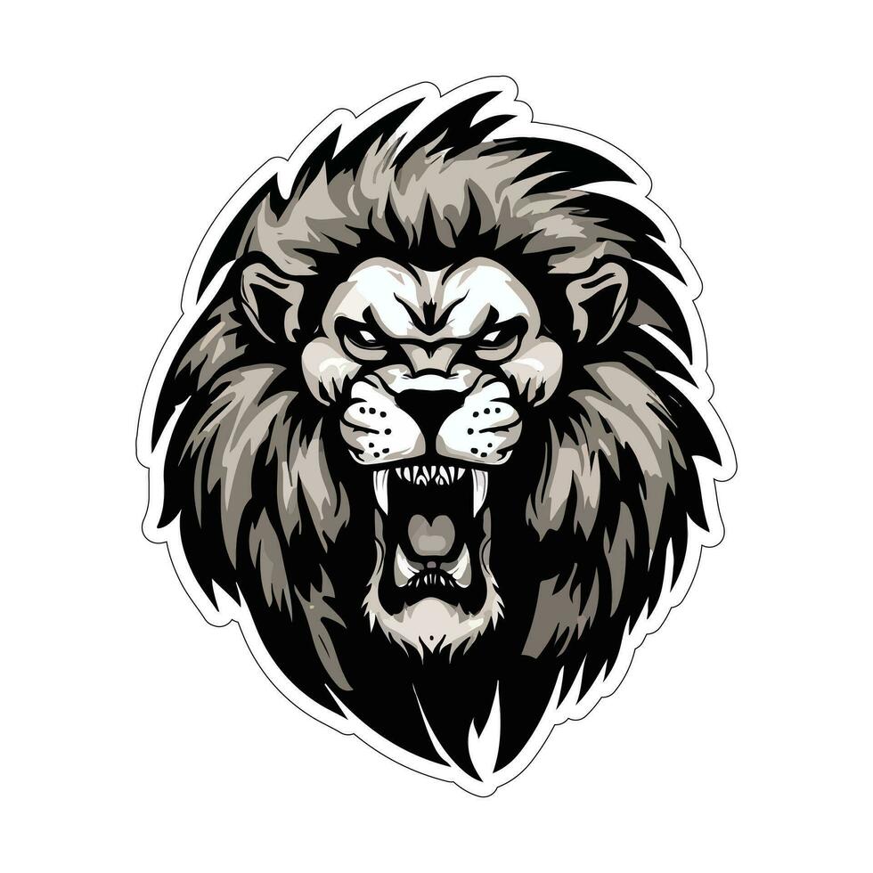 Lion face and head vector art sticker and logo template