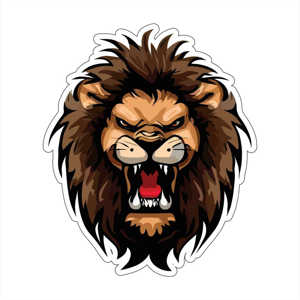 Lion face and head vector art sticker and logo template