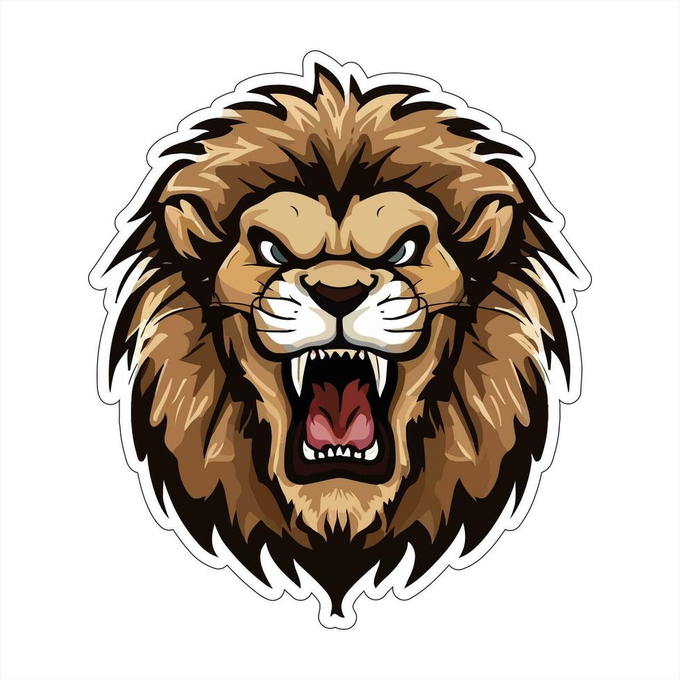 Lion face and head vector art sticker and logo template