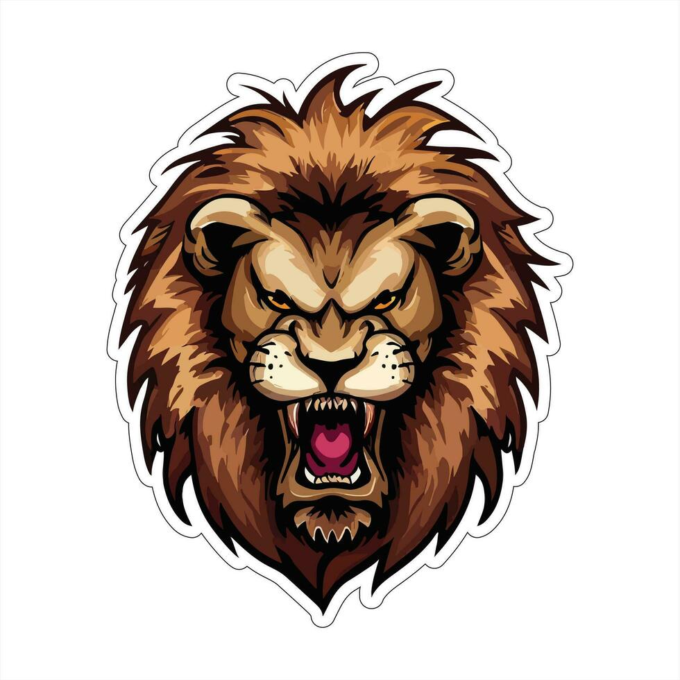 Lion face and head vector art sticker and logo template