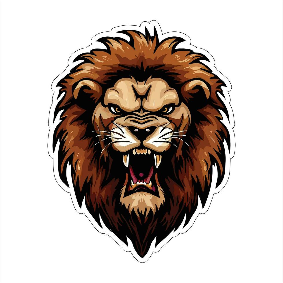 Lion face and head vector art sticker and logo template