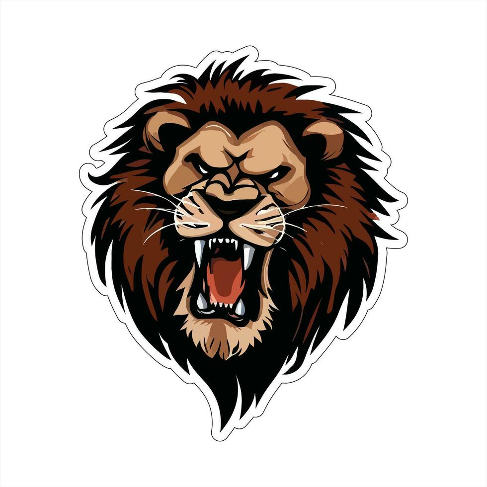 Lion face and head vector art sticker and logo template